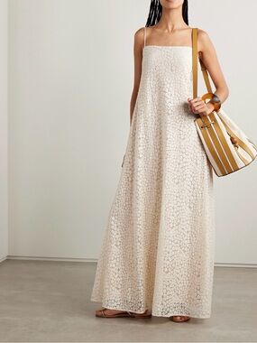 STAUD Delfina organic cotton-blend guipure lace maxi dress XS